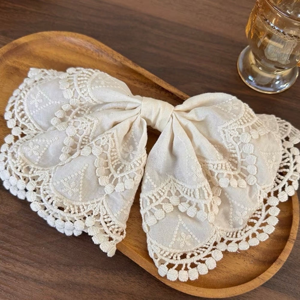 Boho Lace Hair Bow Romantic Cottagecore Ribbon Hair Accessory